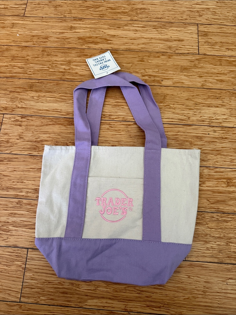 Trader Joe's Cream Canvas Tote with Lavender Accents